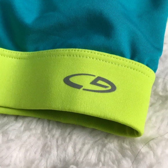 Champion Athletic Bra, Neon Teal & Yellow - Picture 2 of 3
